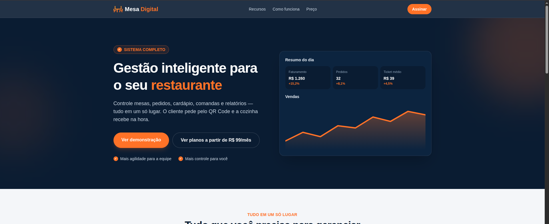 Interface do projeto Mesa Digital